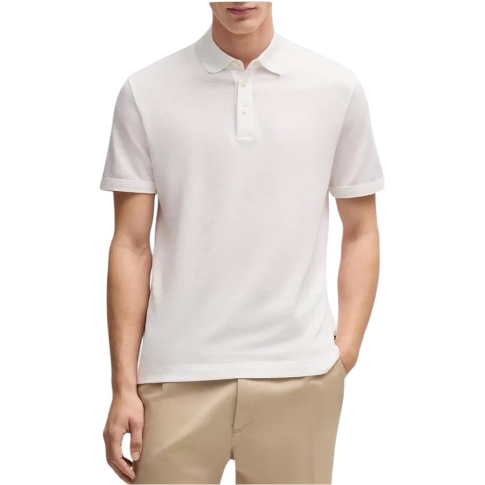 White Linen Giordano Polo Shirt (S)